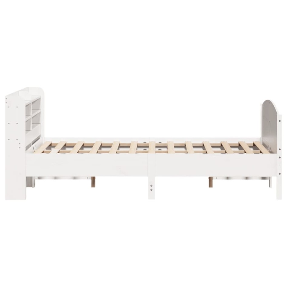 Estructura de cama sin colchón madera de pino blanca 140x190
