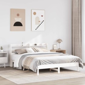 Estructura de cama sin colchón madera maciza de pino 160x200