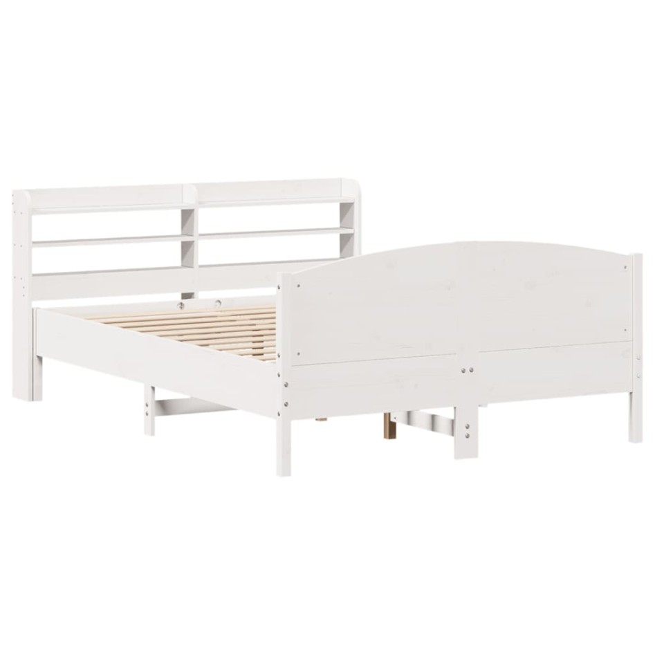 Estructura de cama sin colchón madera de pino blanca 140x200
