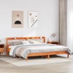 Cama sin colchón madera maciza de pino marrón cera 180x200 cm