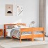 Cama sin colchón madera maciza de pino marrón cera 140x190