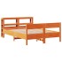 Cama sin colchón madera maciza de pino marrón cera 140x190