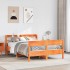 Estructura de cama sin colchón madera maciza marrón 135x190