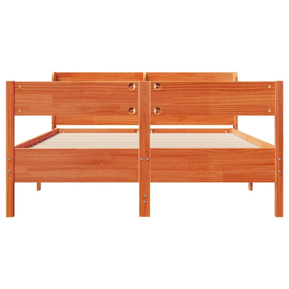 Estructura de cama sin colchón madera maciza marrón 135x190