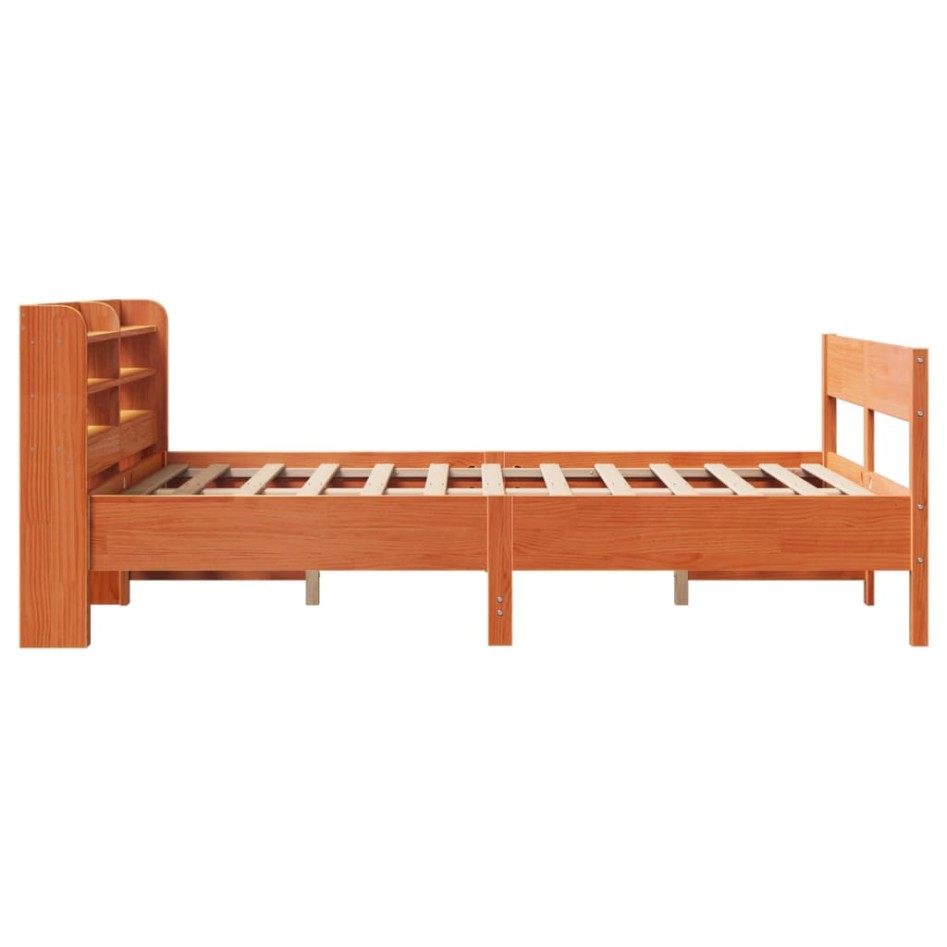 Estructura de cama sin colchón madera maciza marrón 135x190
