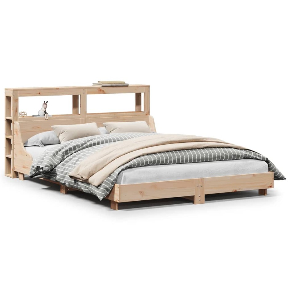 Estructura de cama sin colchón madera de pino blanco 150x200