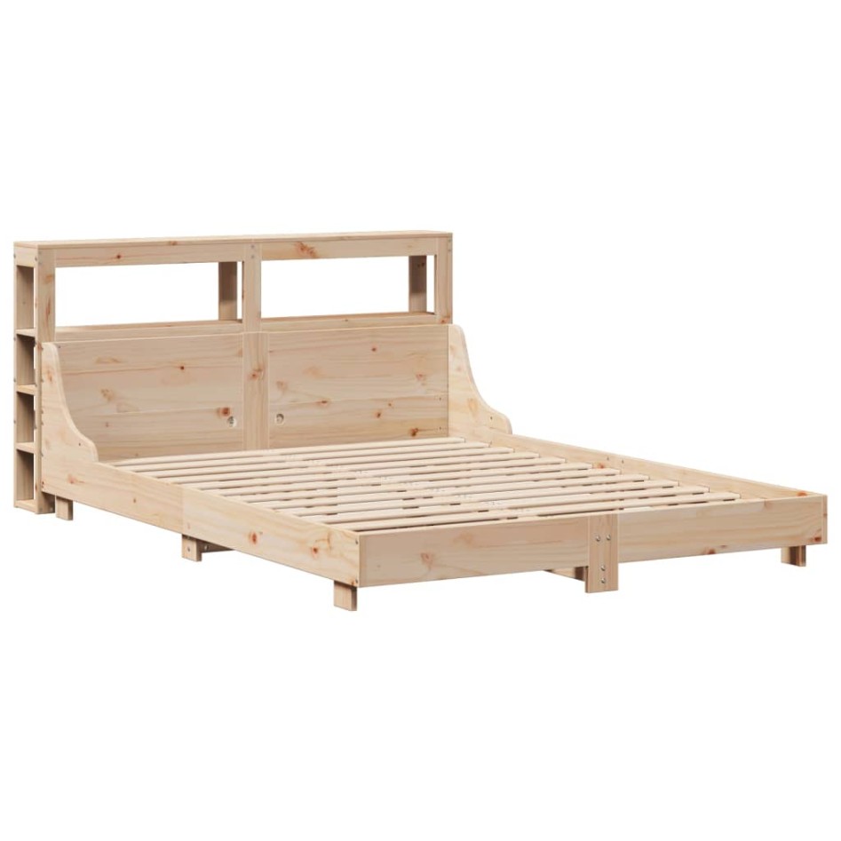 Estructura de cama sin colchón madera de pino blanco 150x200