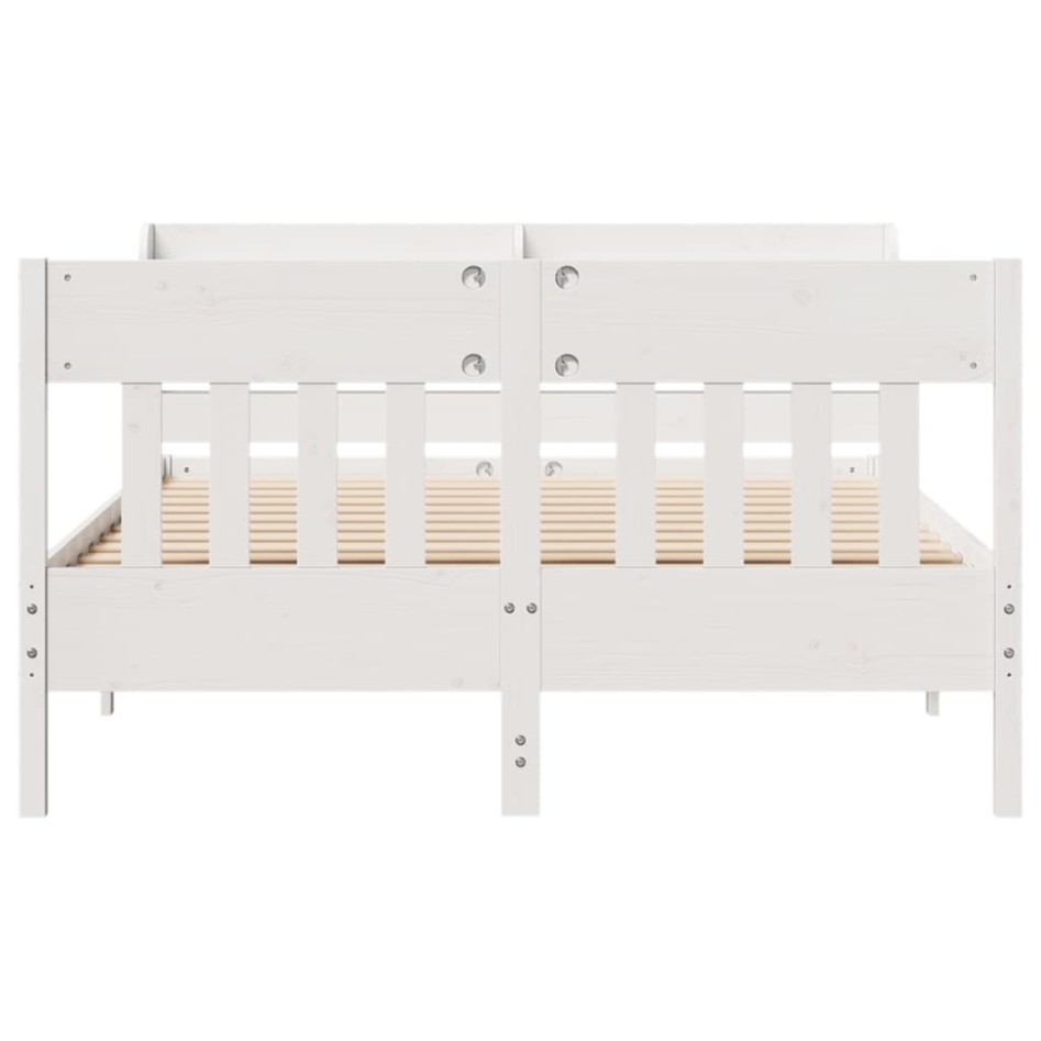 Estructura de cama sin colchón madera de pino blanca 140x190