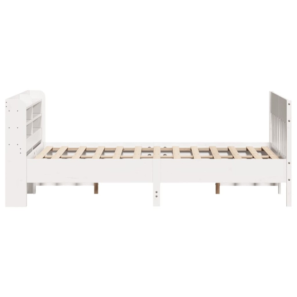 Estructura de cama sin colchón madera de pino blanca 140x190