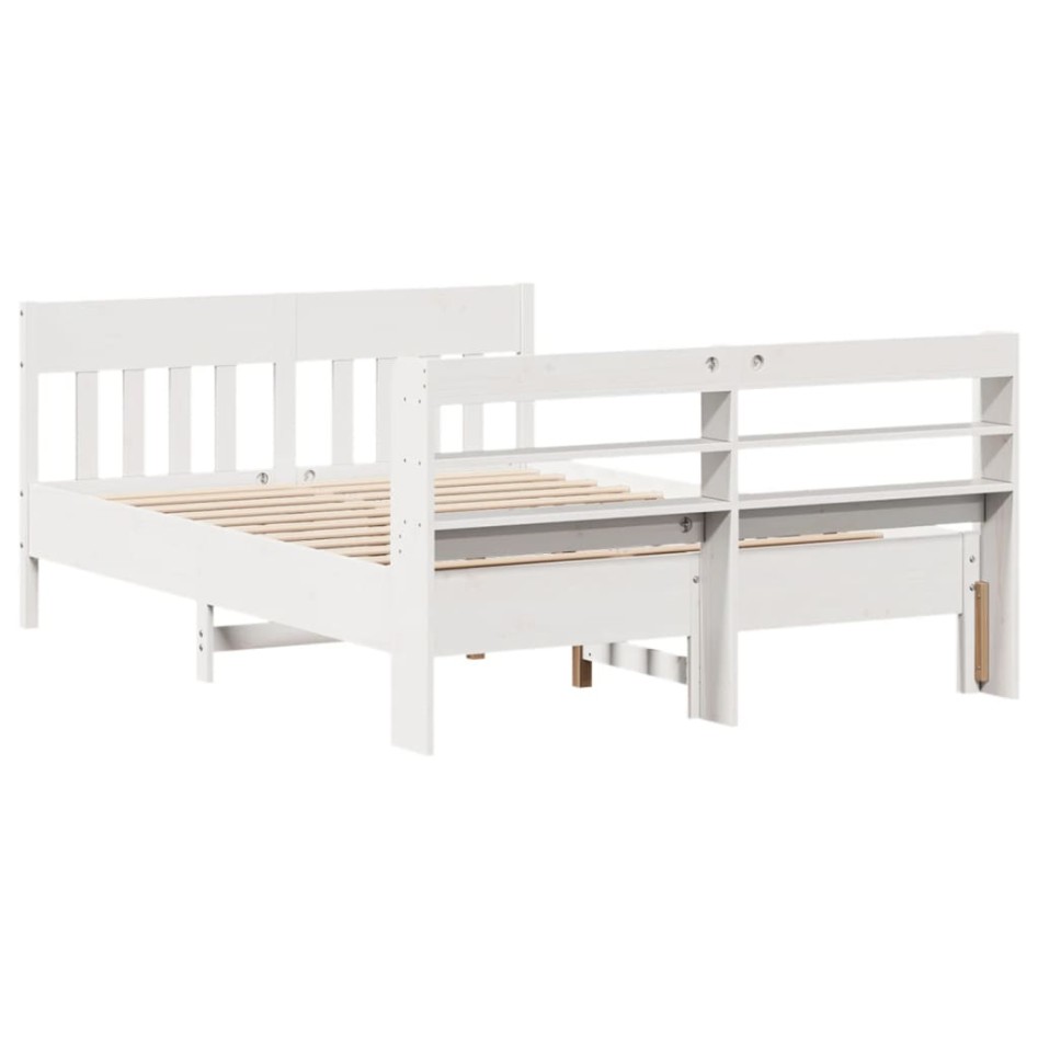Estructura de cama sin colchón madera de pino blanca 140x190