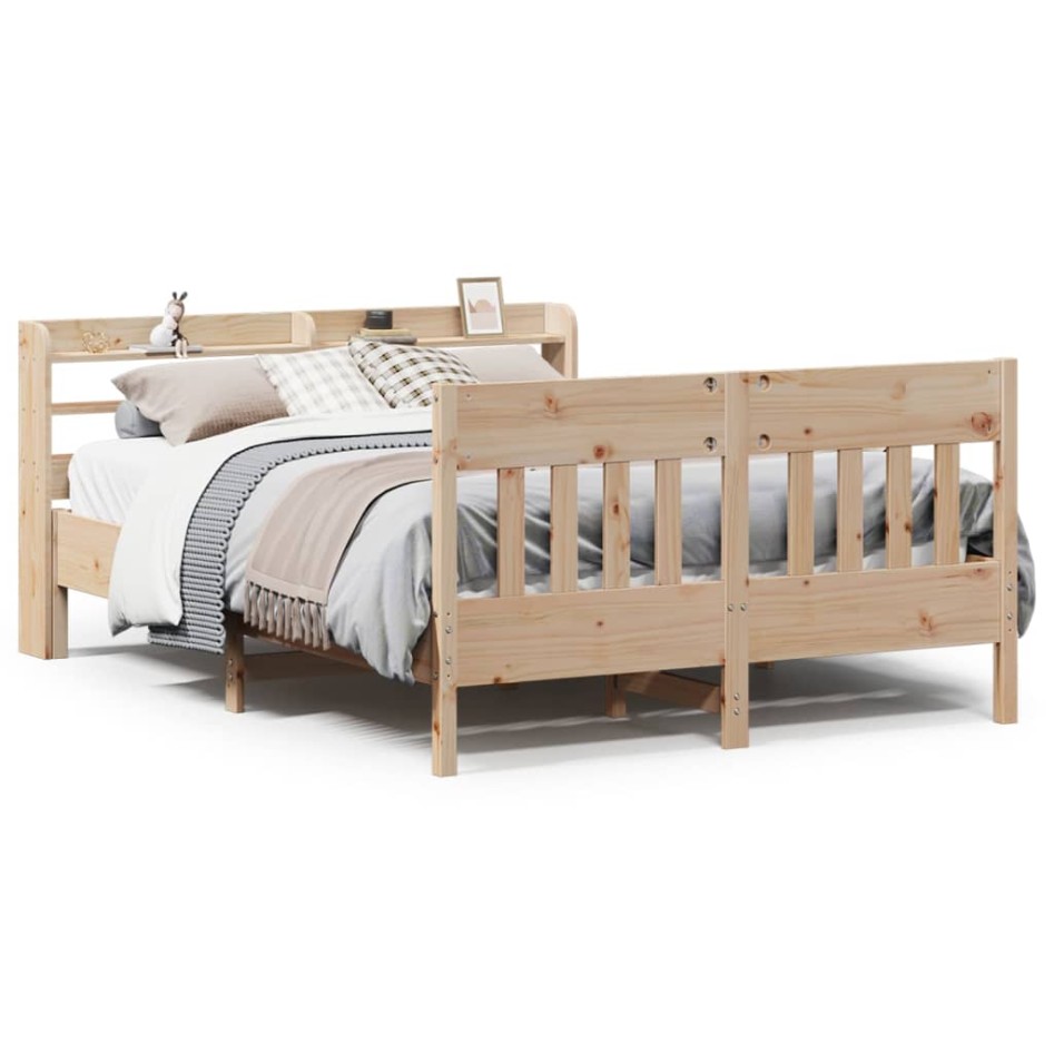Estructura de cama sin colchón madera de pino blanca 140x200
