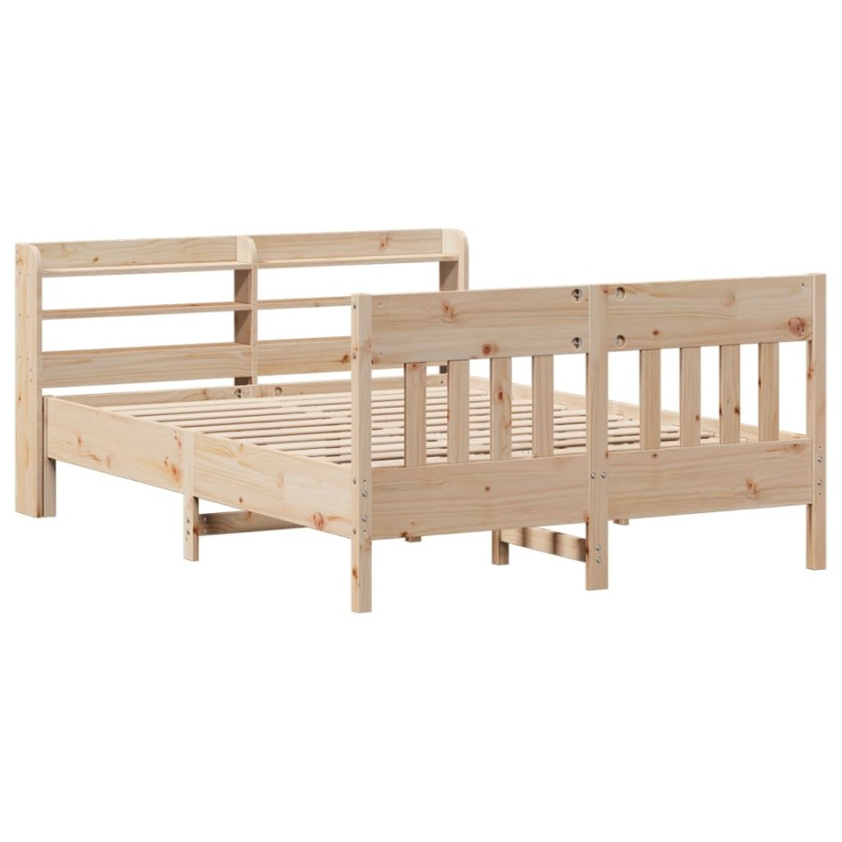 Estructura de cama sin colchón madera de pino blanca 140x200