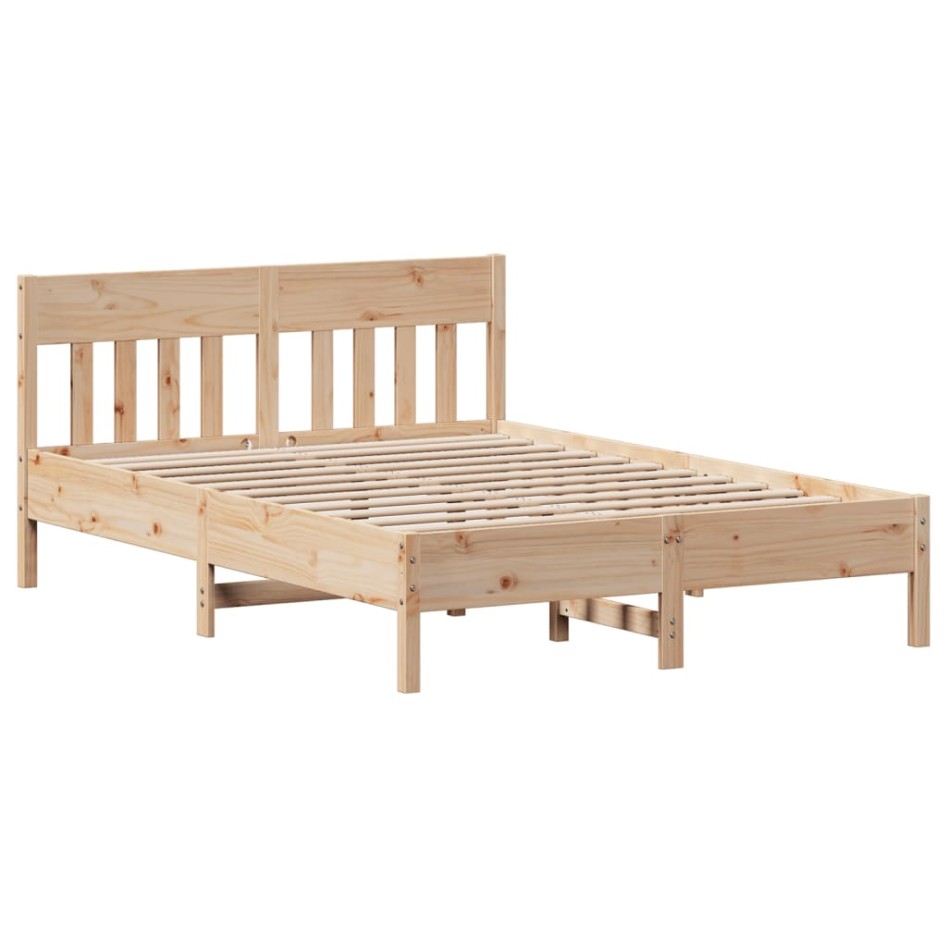 Estructura de cama sin colchón madera de pino blanca 140x200