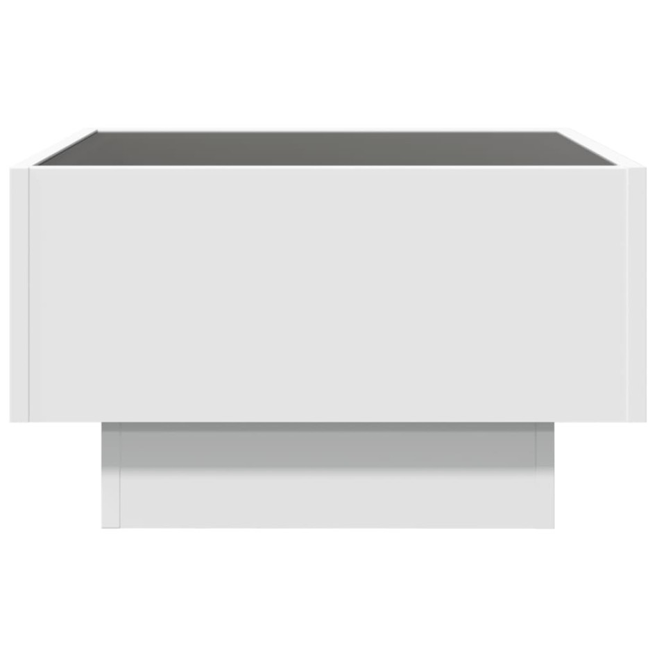 Mesa de centro con LED madera de ingeniería blanca 50x50x30