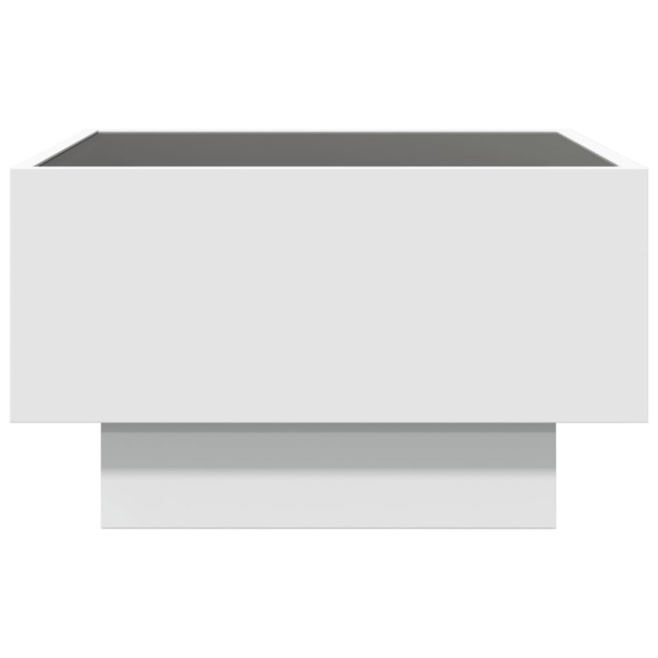 Mesa de centro con LED madera de ingeniería blanca 50x50x30