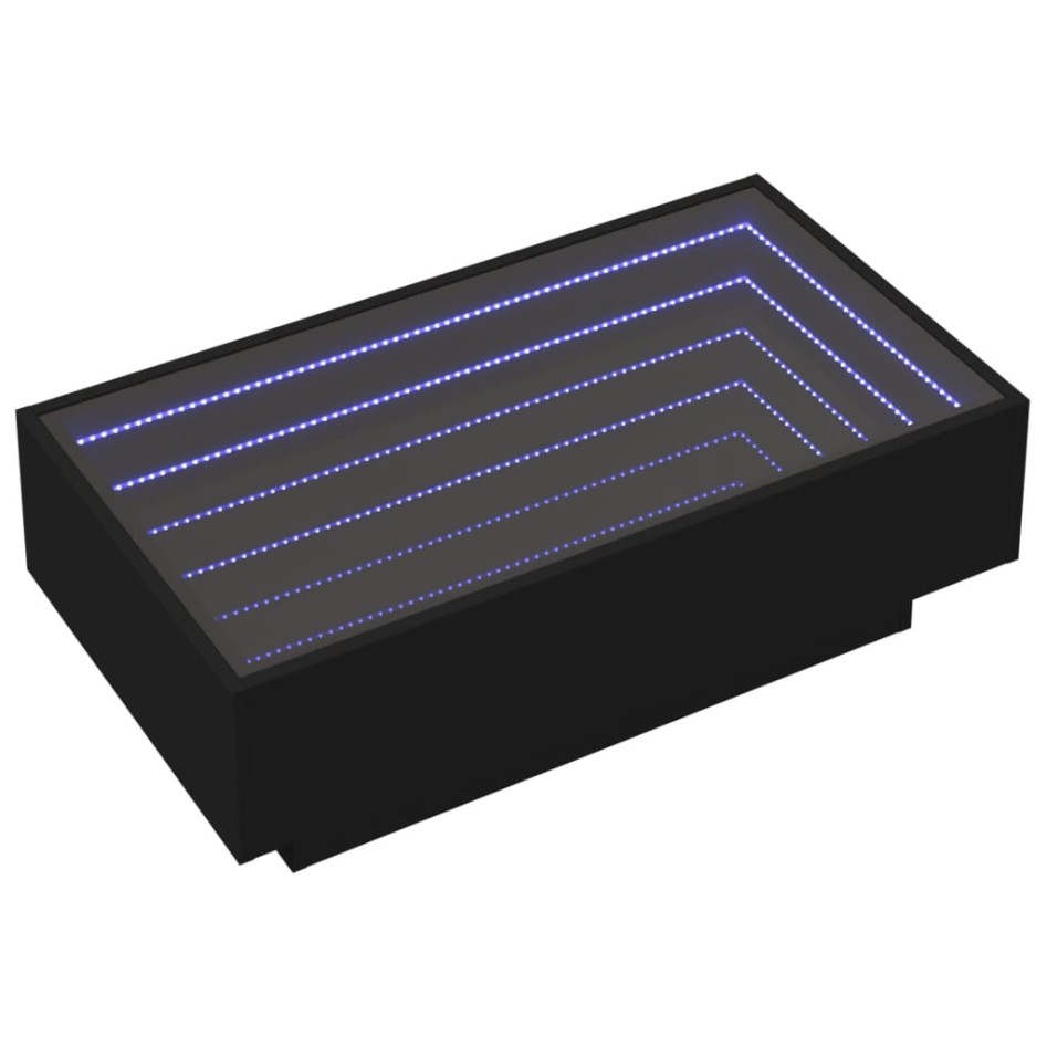 Mesa de centro con LED madera de ingeniería negro 90x50x30