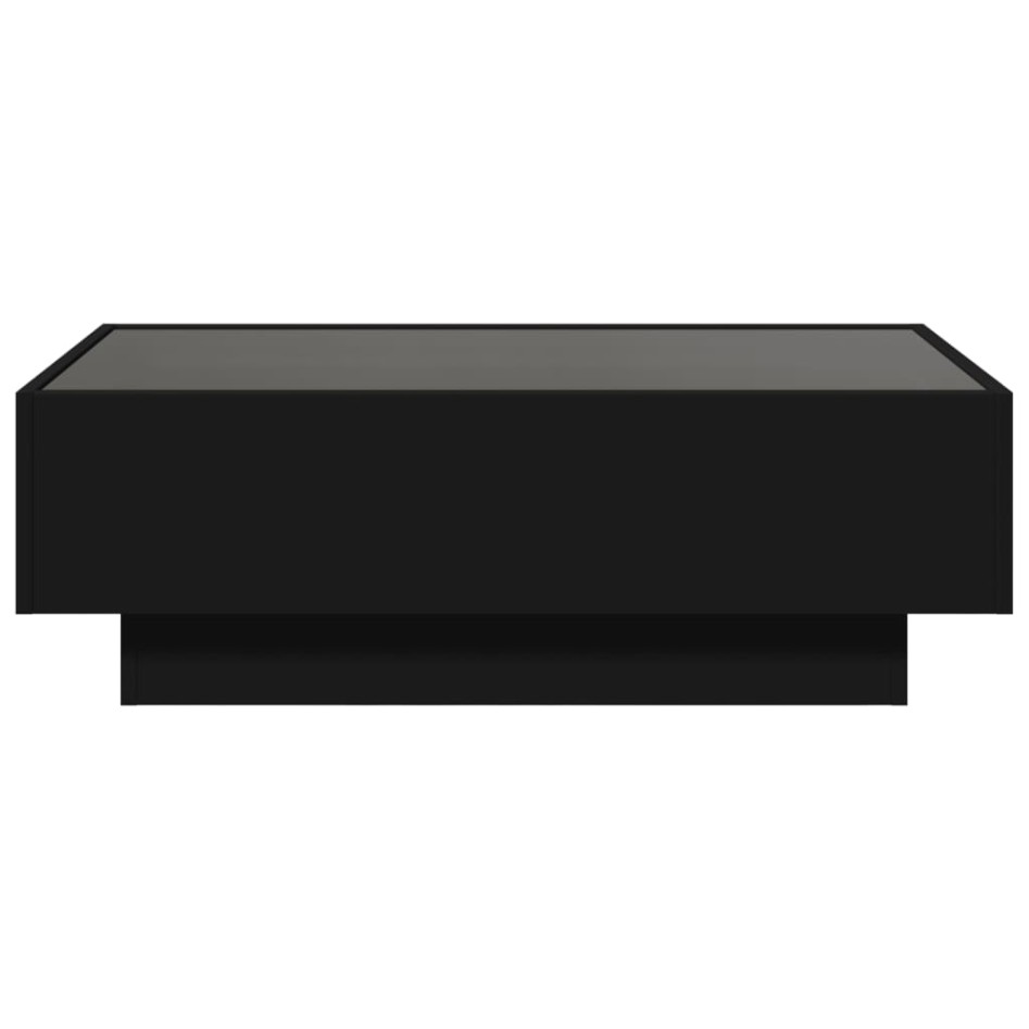 Mesa de centro con LED madera de ingeniería negro 90x50x30