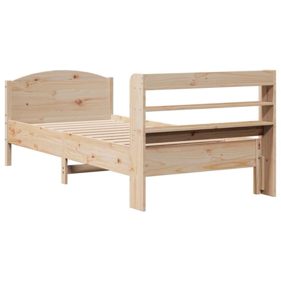 Estructura de cama sin colchón madera maciza pino 75x190