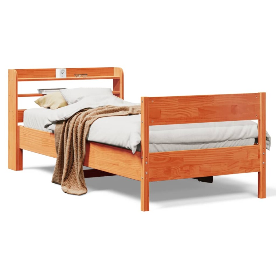 Estructura de cama sin colchón madera maciza marrón 90x190