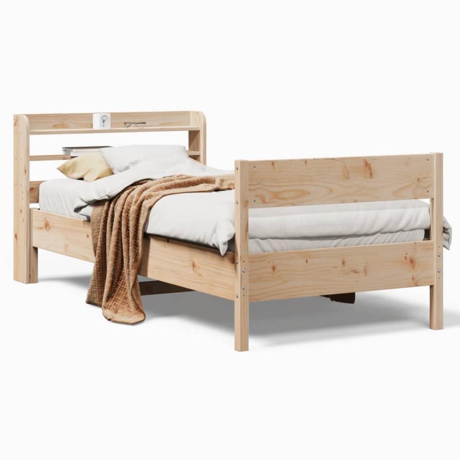 Estructura de cama sin colchón madera maciza de pino 100x200