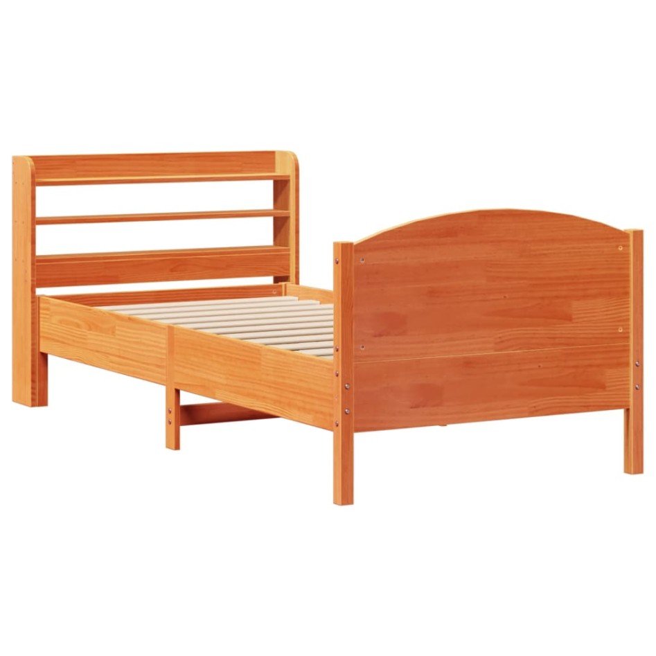 Estructura de cama sin colchón madera de pino marrón 90x200