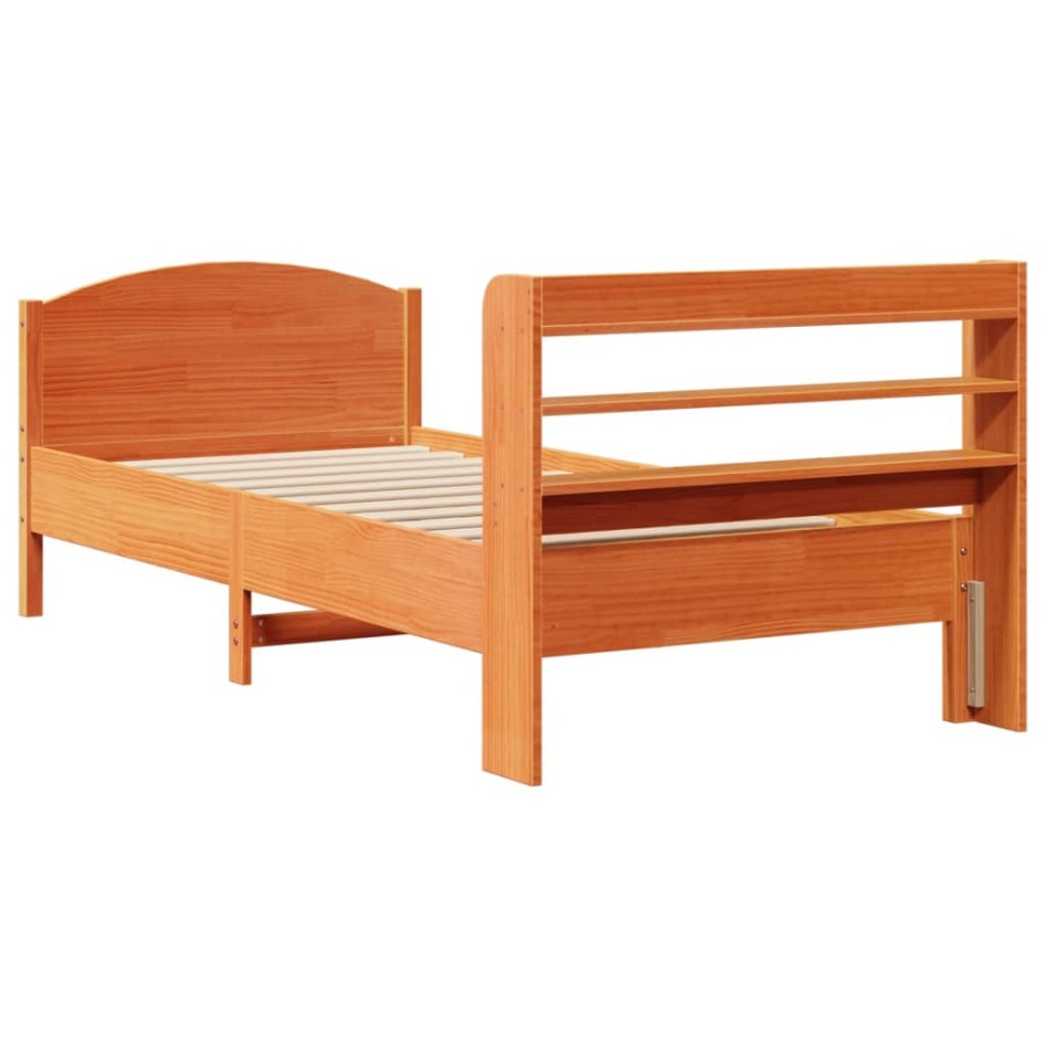 Estructura de cama sin colchón madera de pino marrón 90x200
