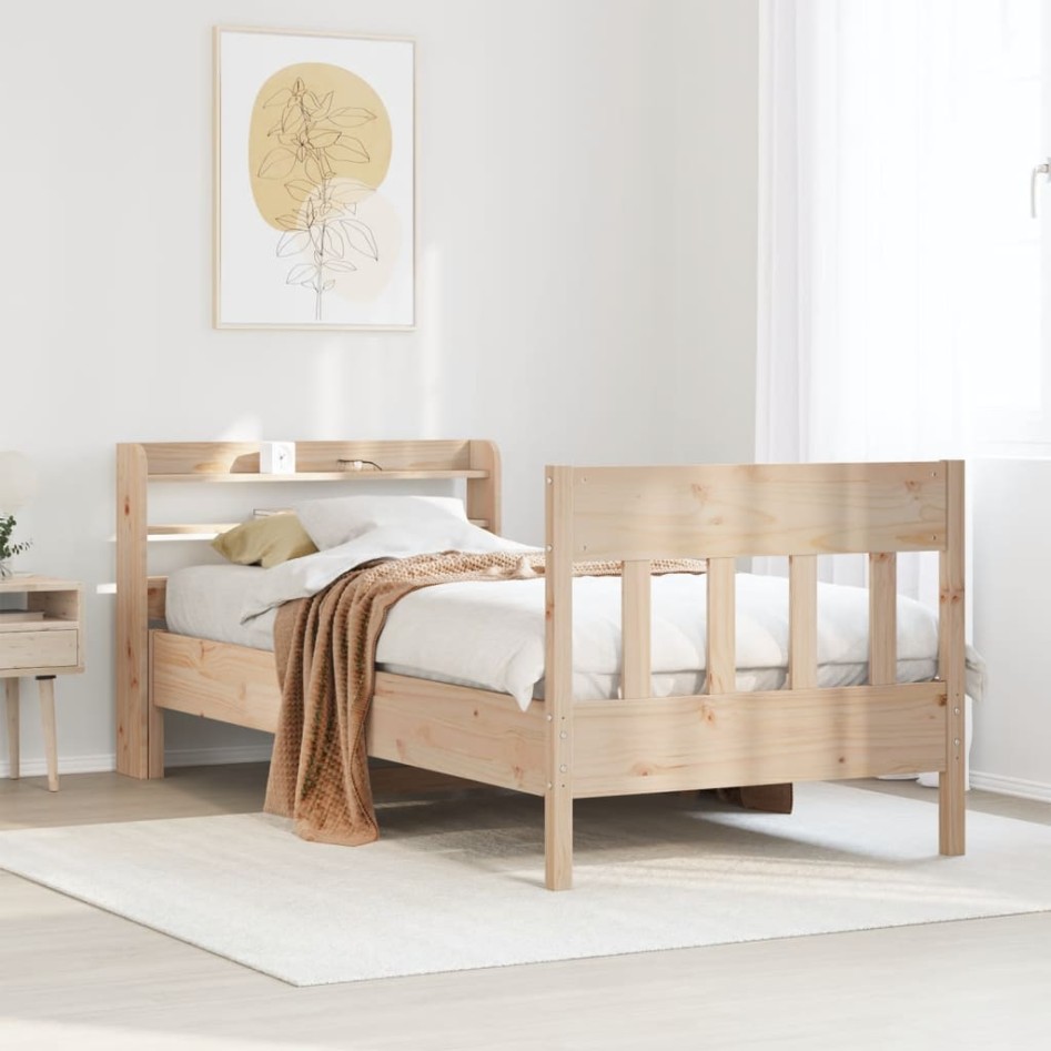 Estructura de cama sin colchón madera maciza de pino 100x200