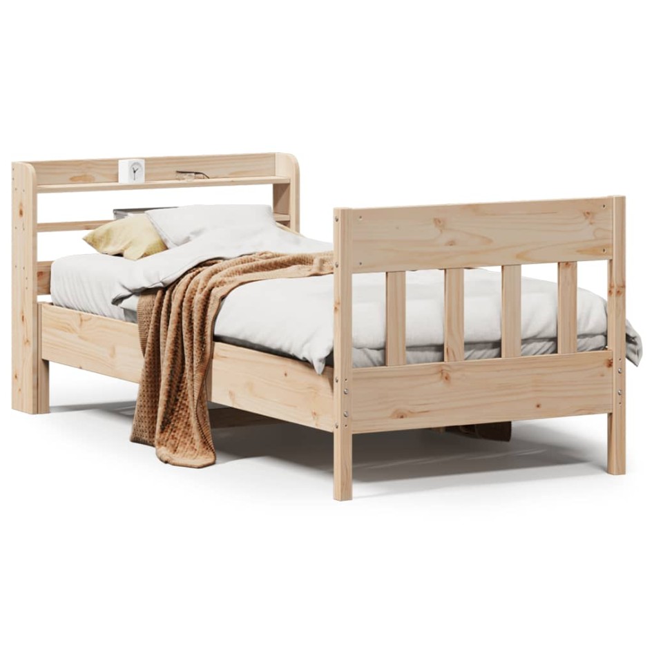 Estructura de cama sin colchón madera maciza de pino 100x200