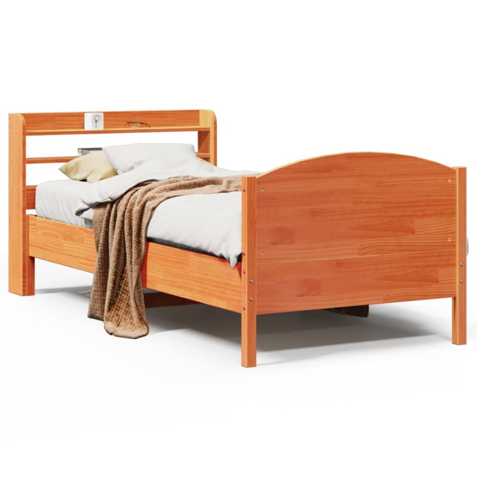 Estructura de cama sin colchón madera maciza marrón 75x190