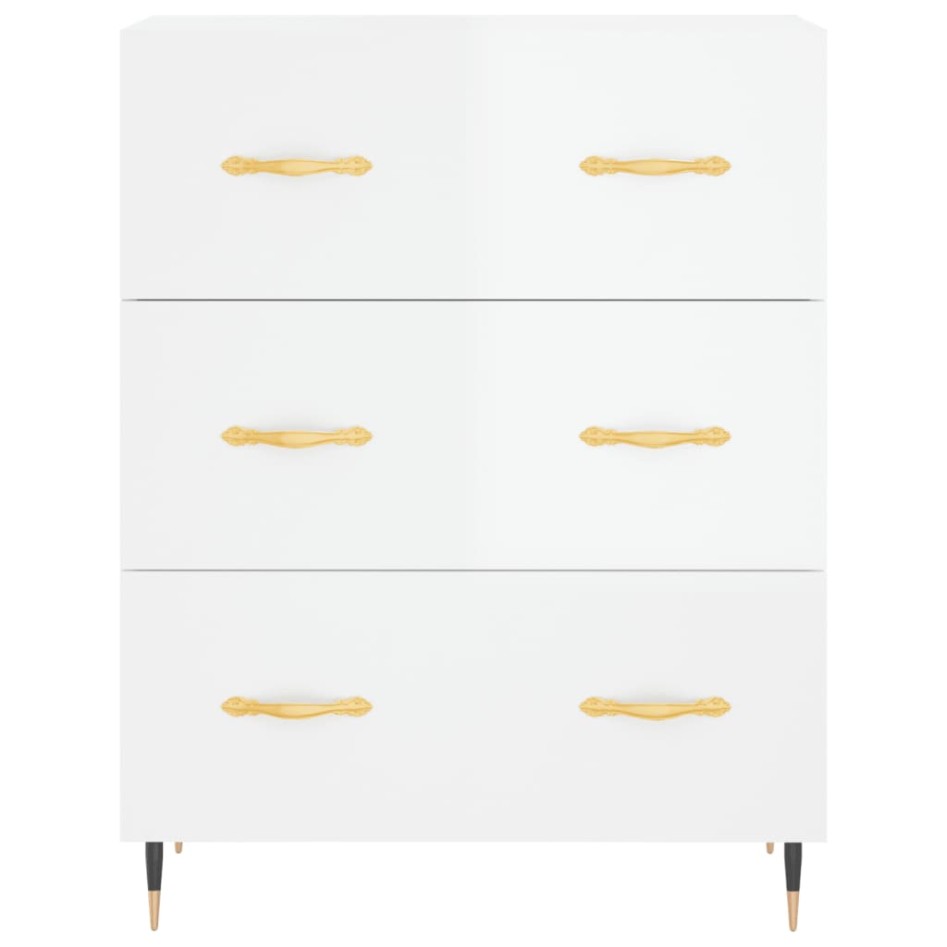 Aparador alto madera contrachapada blanco brillo 69,5x34x180