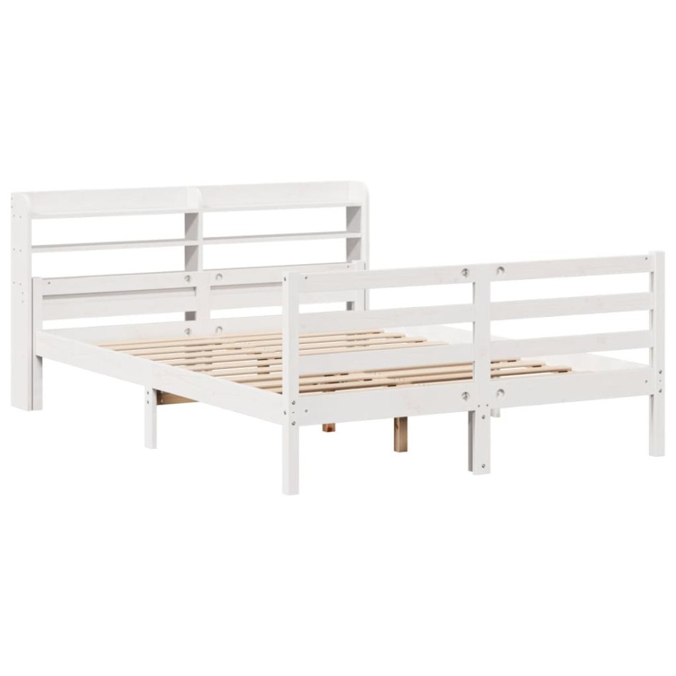 Estructura de cama con cabecero madera pino blanco 135x190