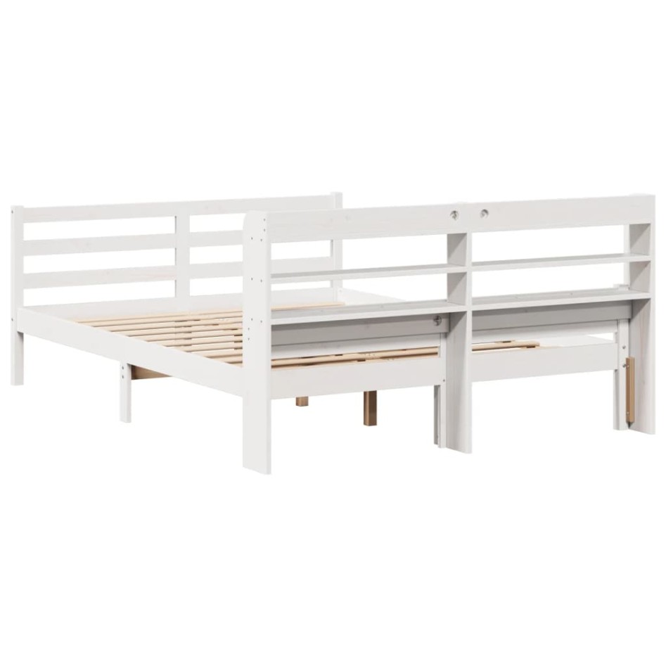 Estructura de cama con cabecero madera pino blanco 135x190