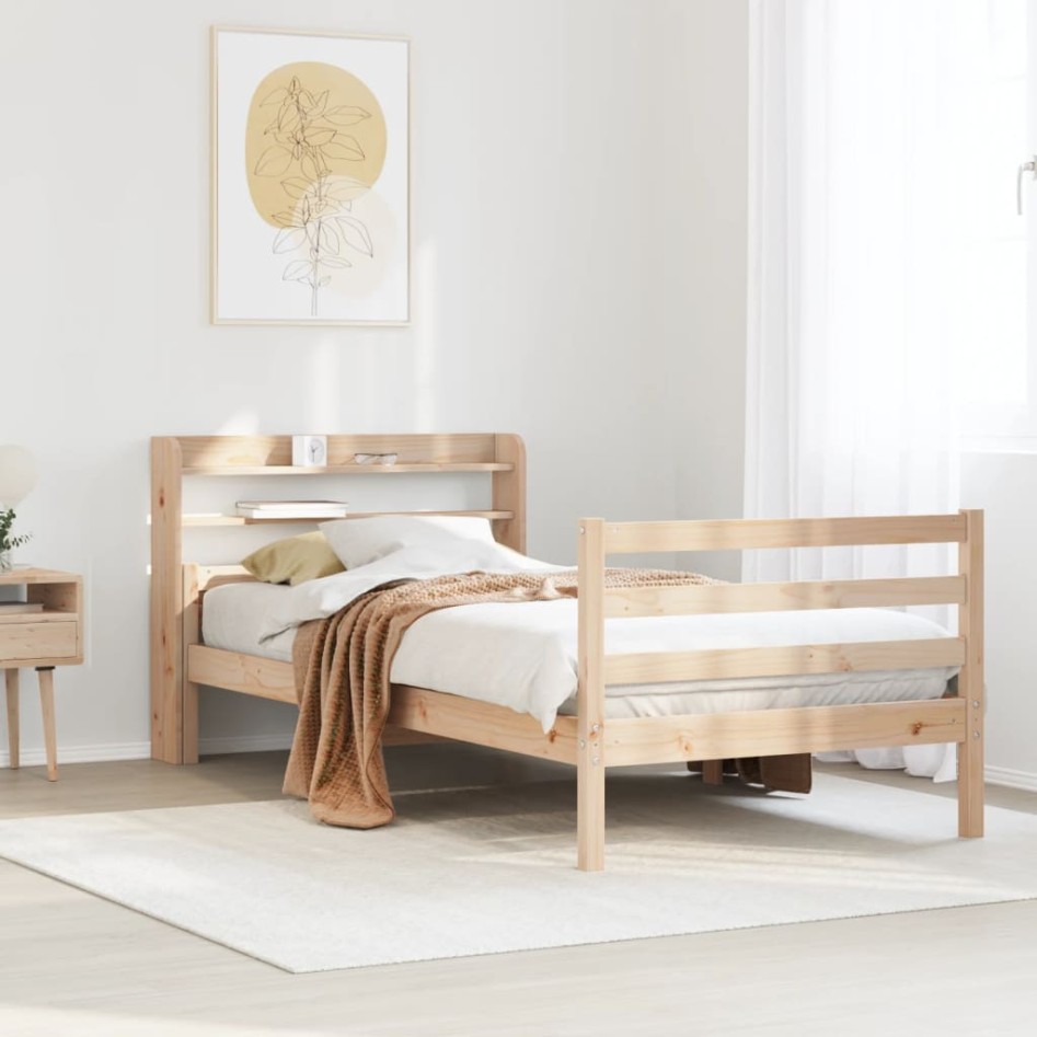 Estructura de cama con cabecero madera maciza pino 100x200