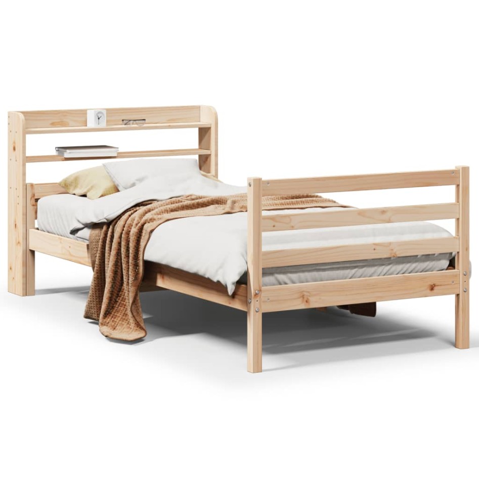 Estructura de cama con cabecero madera maciza pino 100x200