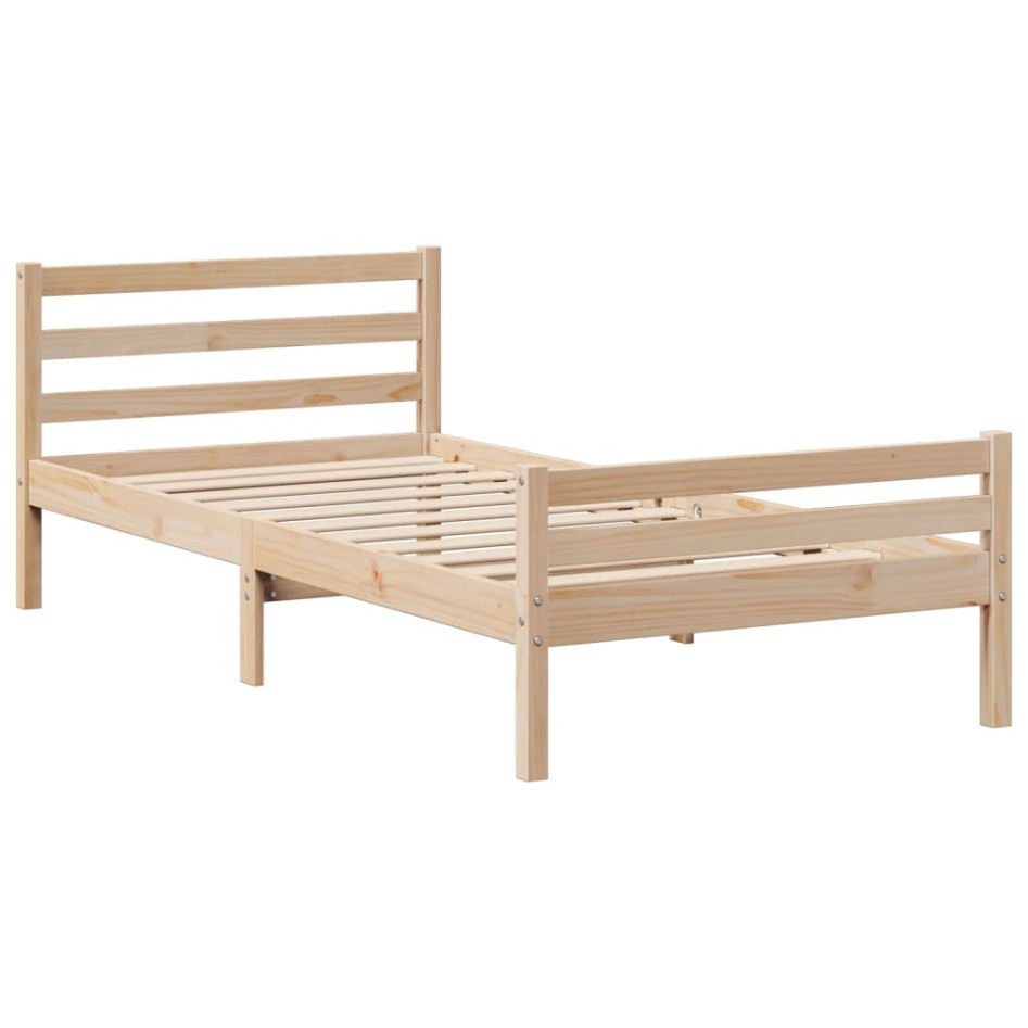 Estructura de cama con cabecero madera maciza pino 100x200