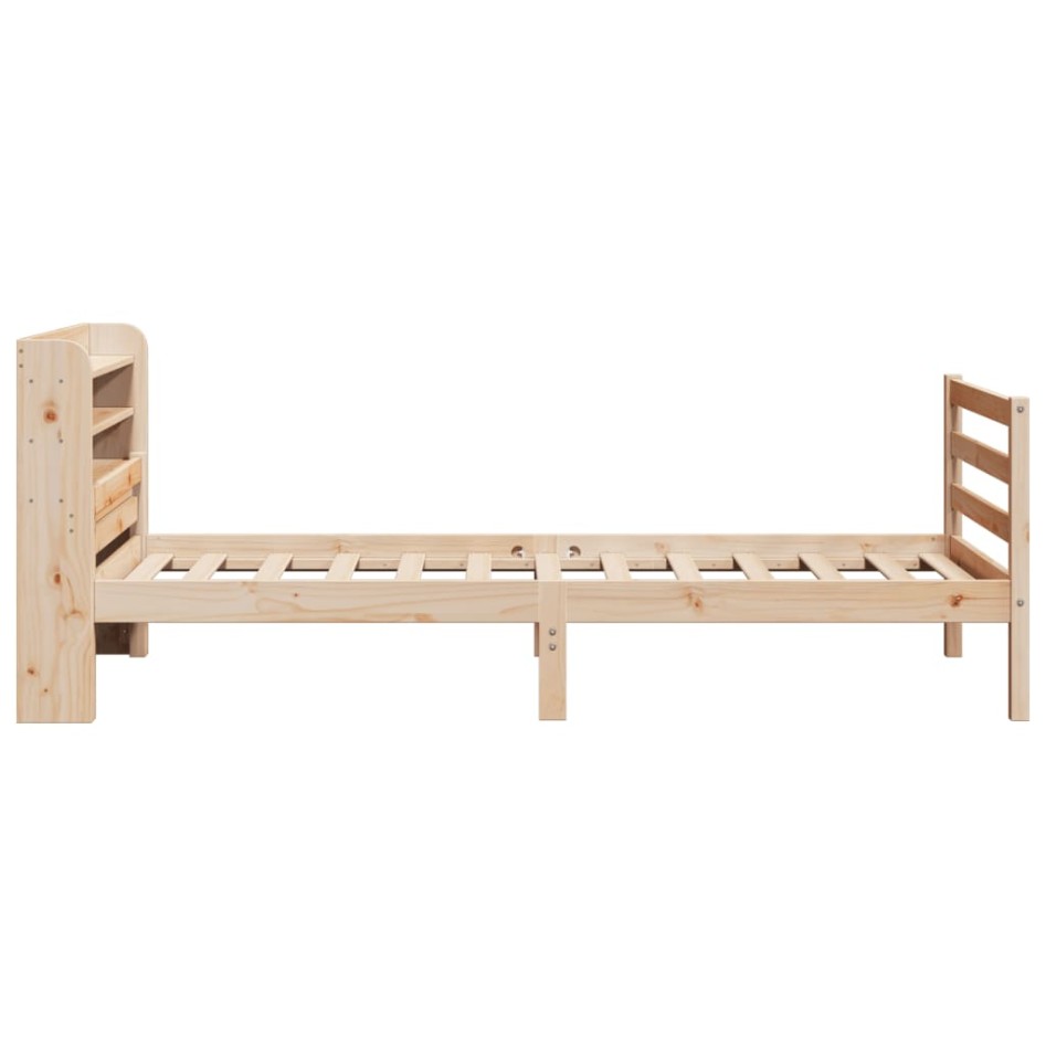 Estructura de cama con cabecero madera maciza pino 100x200