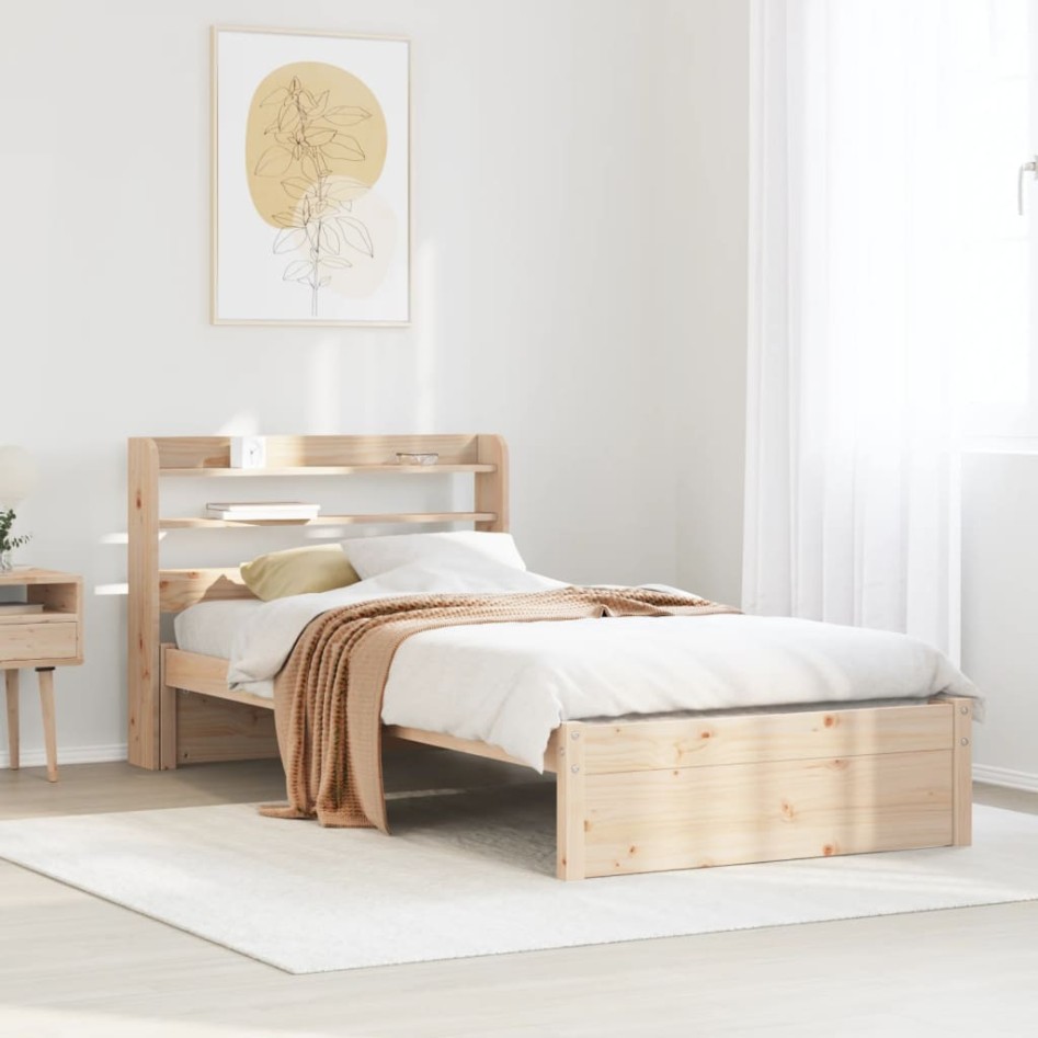 Estructura de cama con cabecero madera maciza pino 100x200