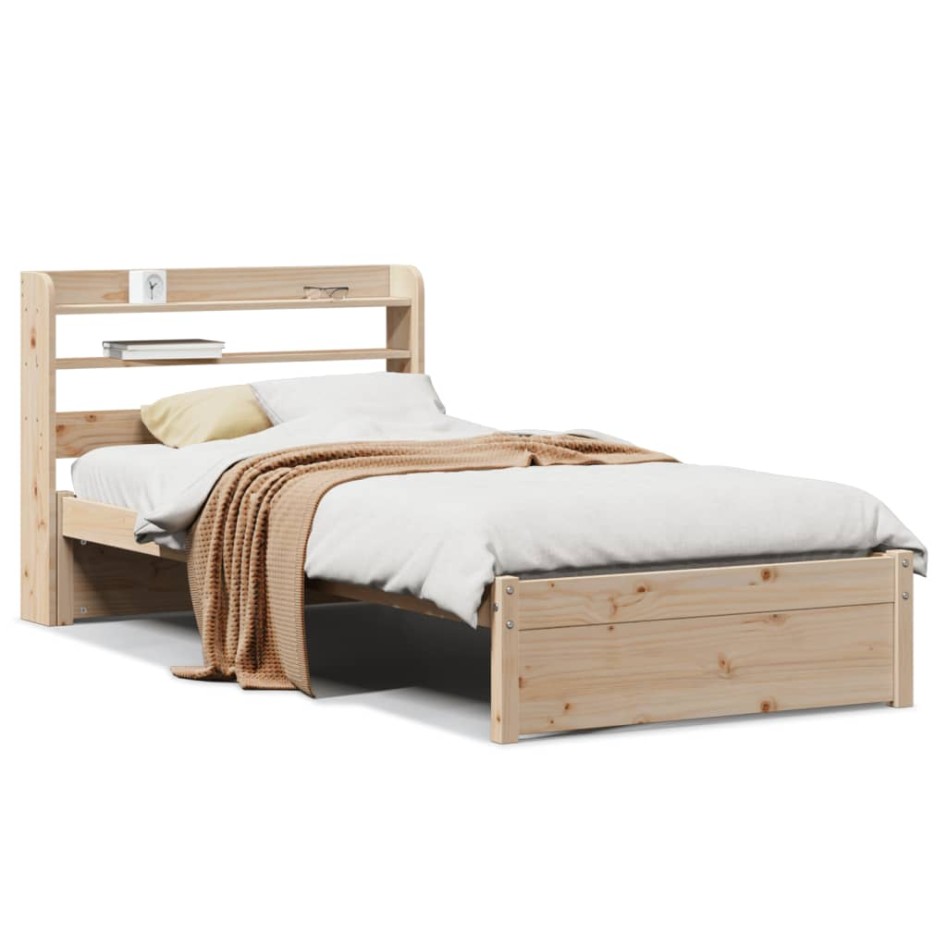 Estructura de cama con cabecero madera maciza pino 100x200