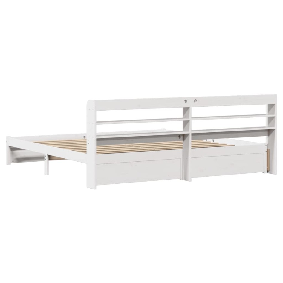 Estructura de cama con cabecero sin colchón blanco 200x200