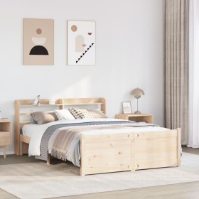 Estructura de cama con cabecero madera de pino blanco