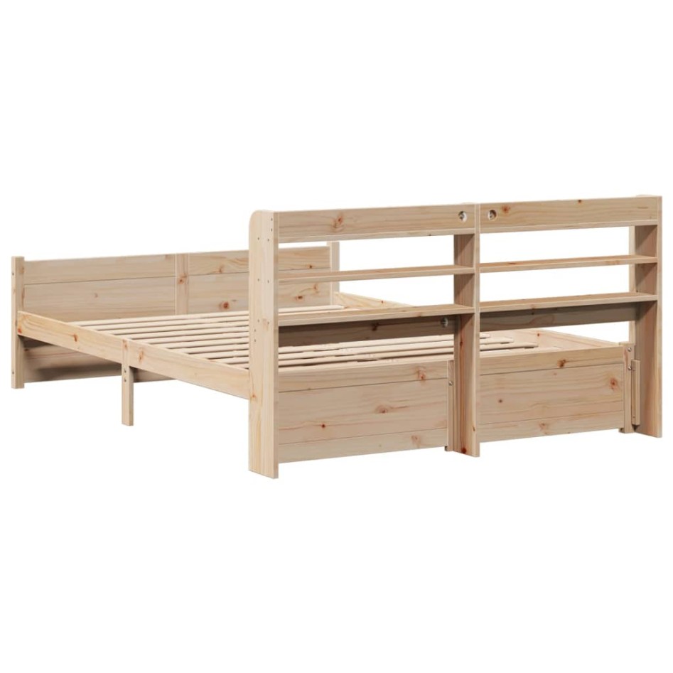 Estructura de cama con cabecero madera de pino blanco
