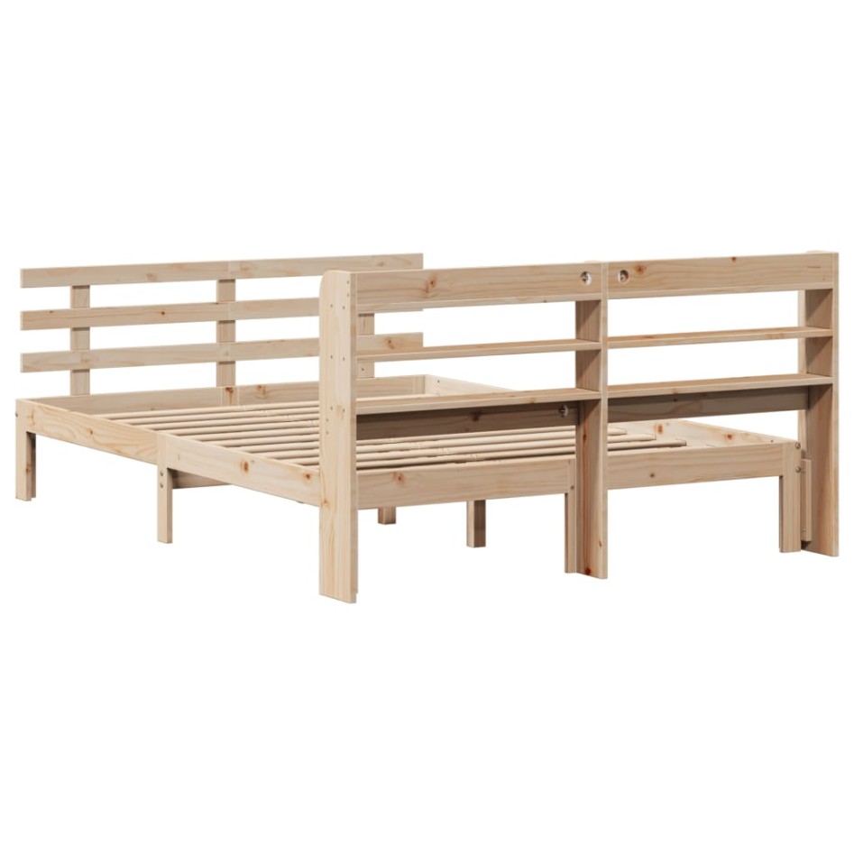 Estructura de cama con cabecero madera de pino blanco