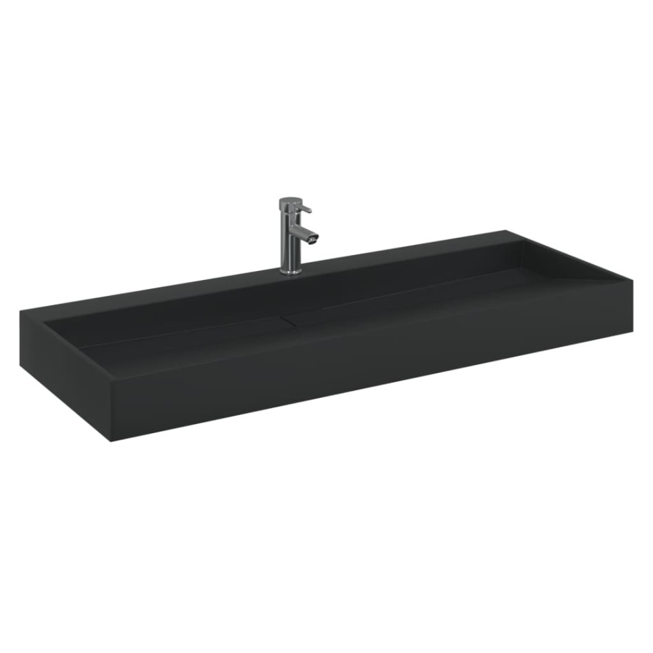 Lavabo de fundición de mineral/mármol negro mate 120x46x11