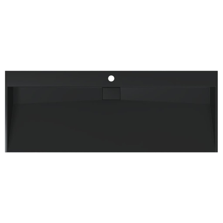 Lavabo de fundición de mineral/mármol negro mate 120x46x11
