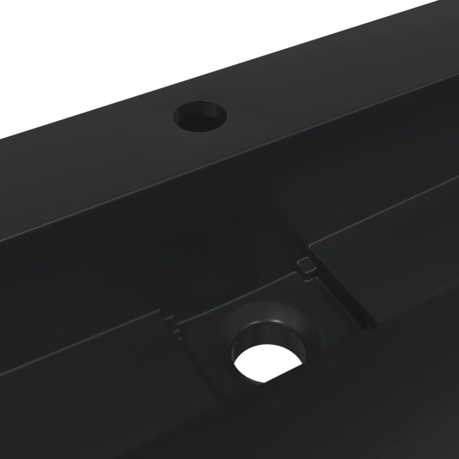 Lavabo de fundición de mineral/mármol negro mate 120x46x11