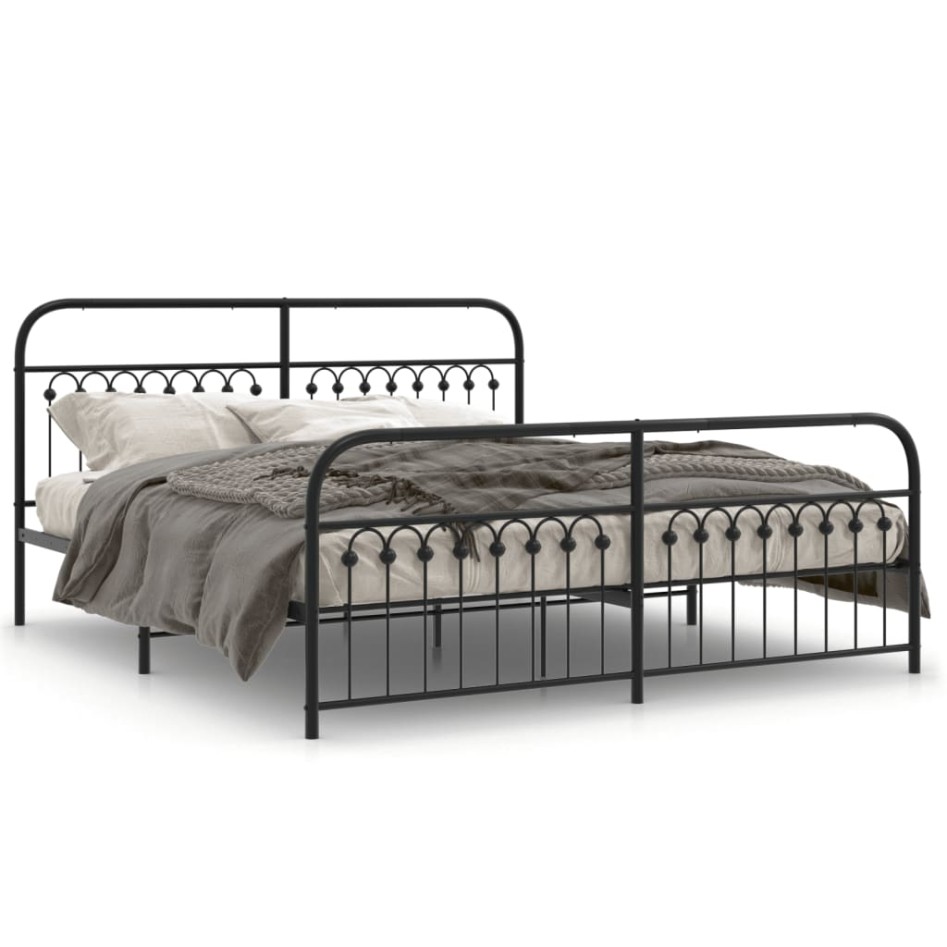 Estructura cama sin colchón con estribo metal negro 183x203