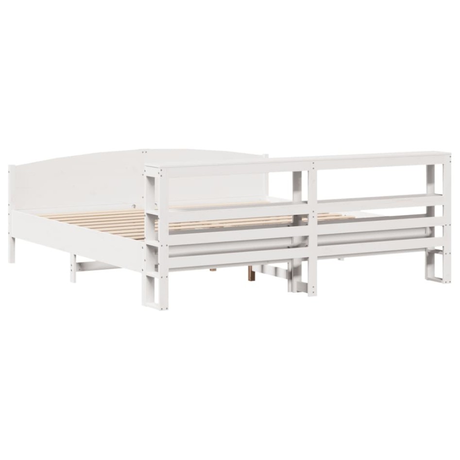 Estructura de cama sin colchón madera maciza blanca 200x200
