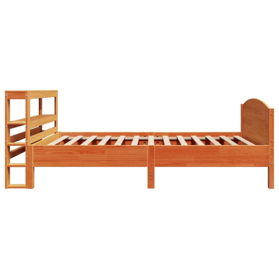 Cama sin colchón madera maciza de pino marrón cera 100x200