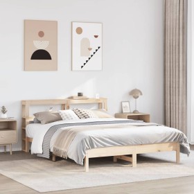 Estructura de cama sin colchón madera de pino blanco 150x200