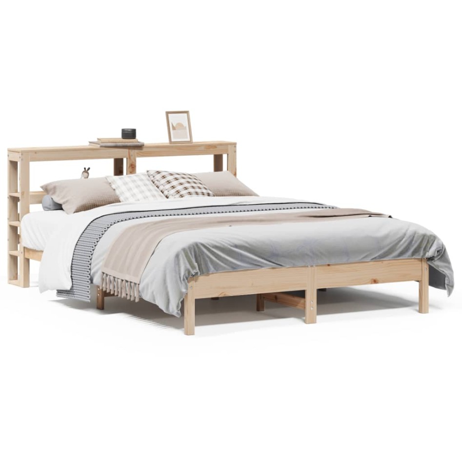 Estructura de cama sin colchón madera de pino blanco 150x200